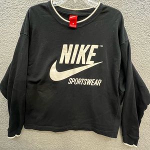 Nike Women's Black Sportswear Archive Crew Neck Pullover Sweatshirt Large